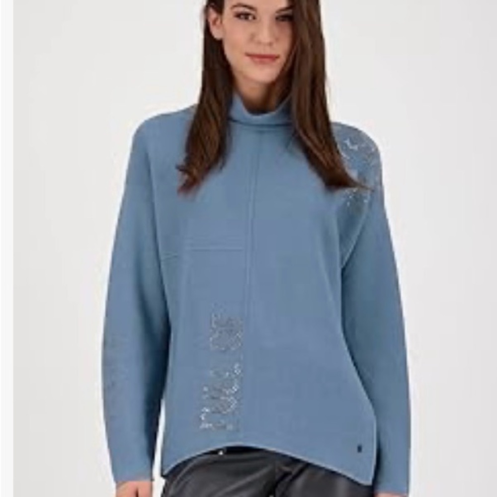Monari Fine Cotton Pullover Jumper "Full of Love" Rhinestone Sweater - Sz 6 / EU